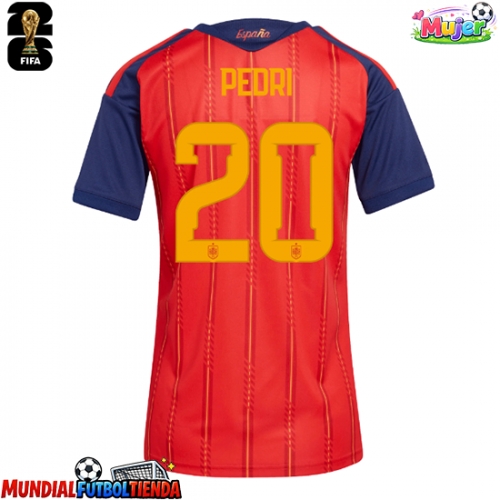 Camiseta España Pedri Gonzalez #20 Primera Equipación Replica Mundial 2026 para mujer mangas cortas